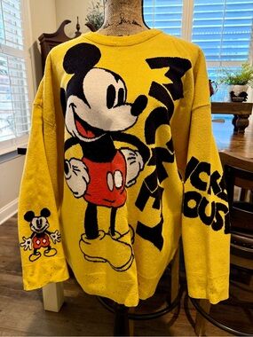 Disney Unisex Mickey Mouse Crewneck Sweater with Red and Black Details